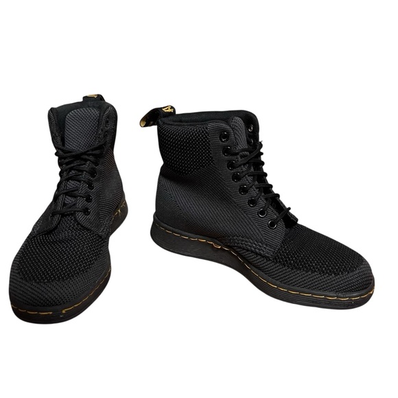Dr. Martens Black Textured Rigal Knit 8 Eye Boots Combat Black Unisex — Size 7 - Picture 7 of 15